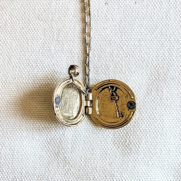Monet Gold Colored "K" Pendant Necklace With Locket and Key Inside - Picture 2 of 4